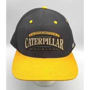 Vintage CAT Caterpillar Machines Yellow Black Snapback Hat Tonkin Inc Taiwan